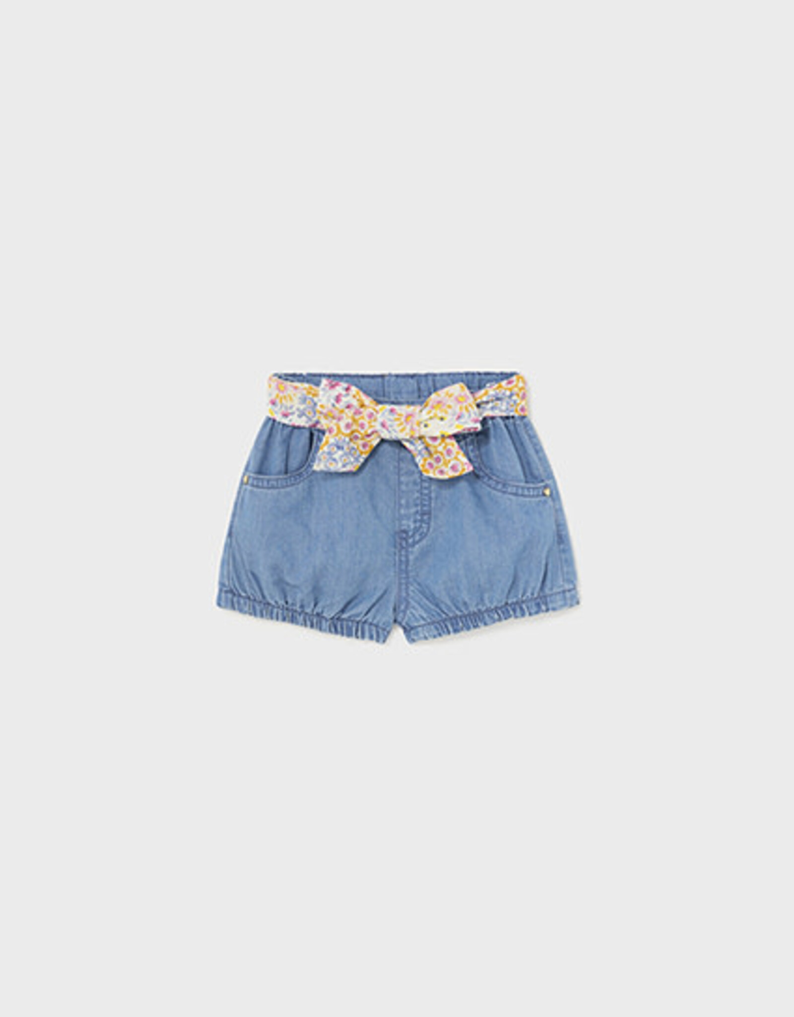 Mayoral Medium Wash Toddler Shorts w/Tie Belt