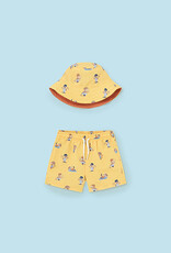 Mayoral Banana Swim short w/bucket hat set
