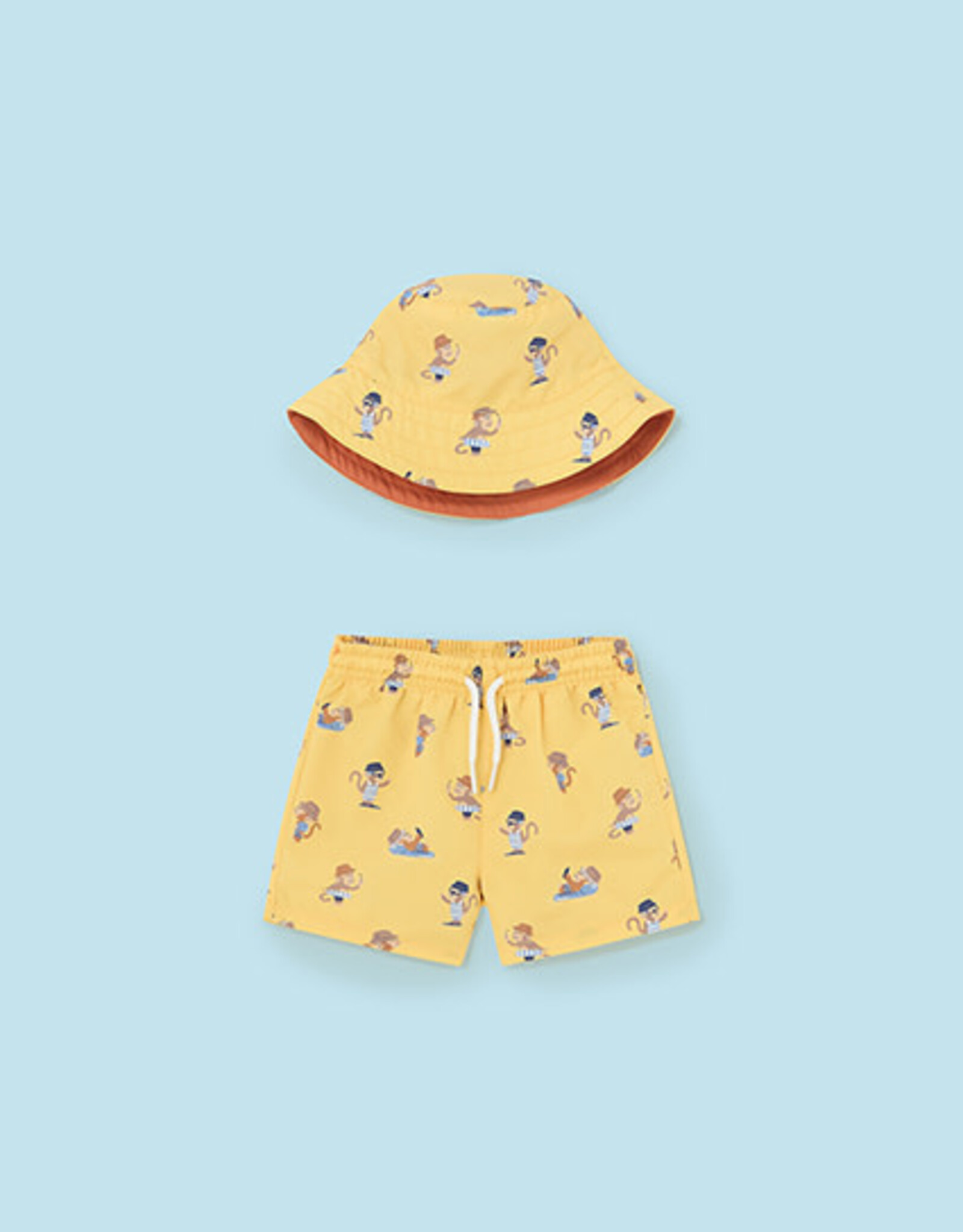 Mayoral Banana Swim short w/bucket hat set