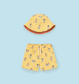 Mayoral Banana Swim short w/bucket hat set