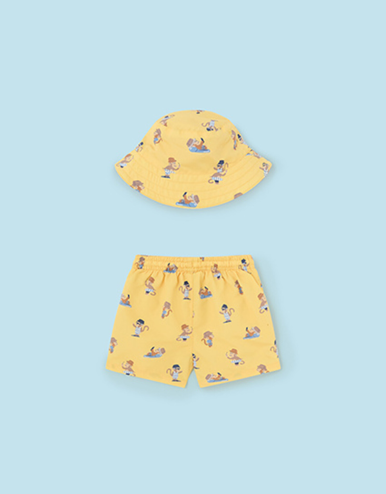 Mayoral Banana Swim short w/bucket hat set