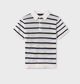 Mayoral Cream-Navy Stripe Polo