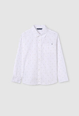 Mayoral Tween White Buttoned Long Shirt w/Pattern
