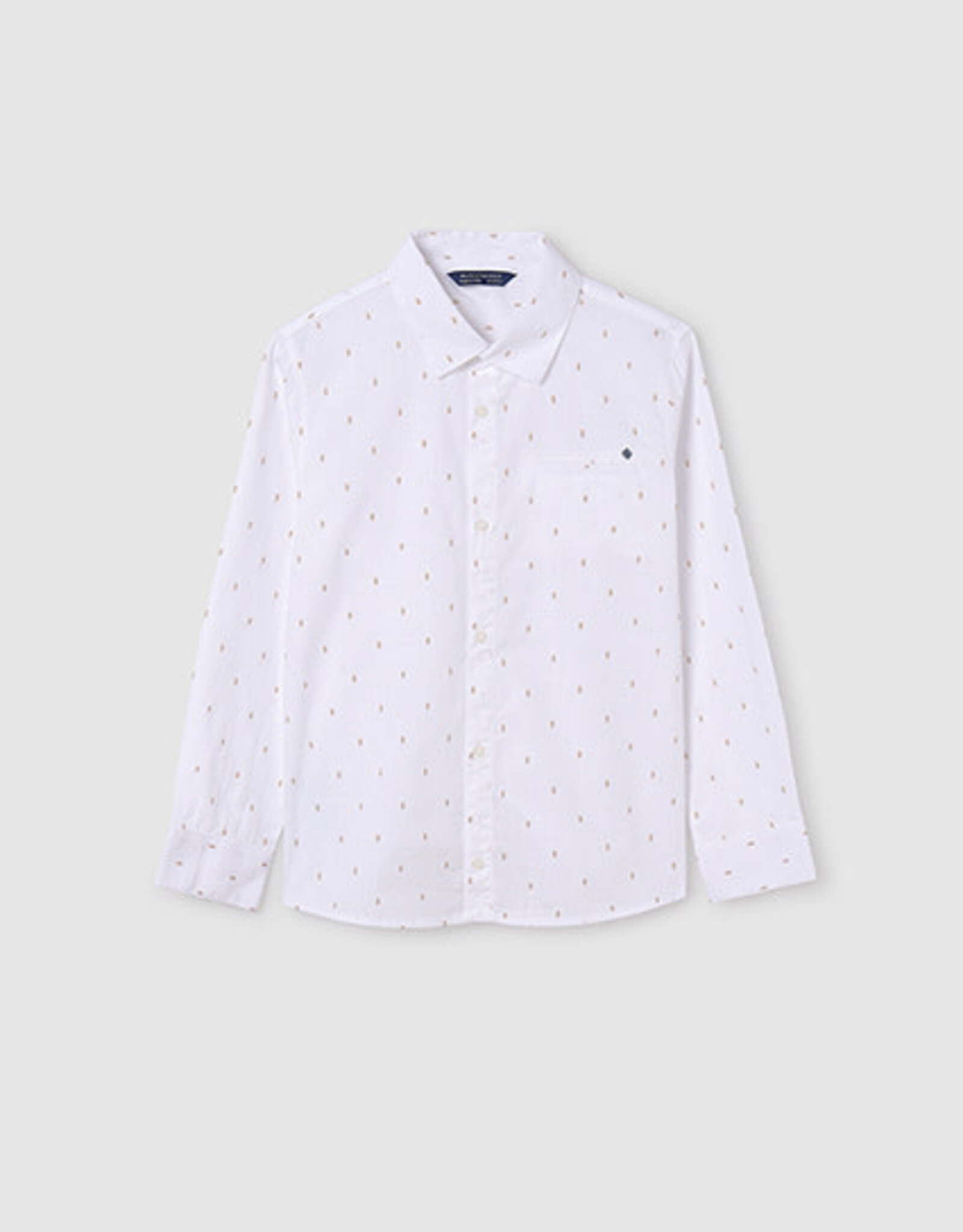 Mayoral Tween White Buttoned Long Shirt w/Pattern