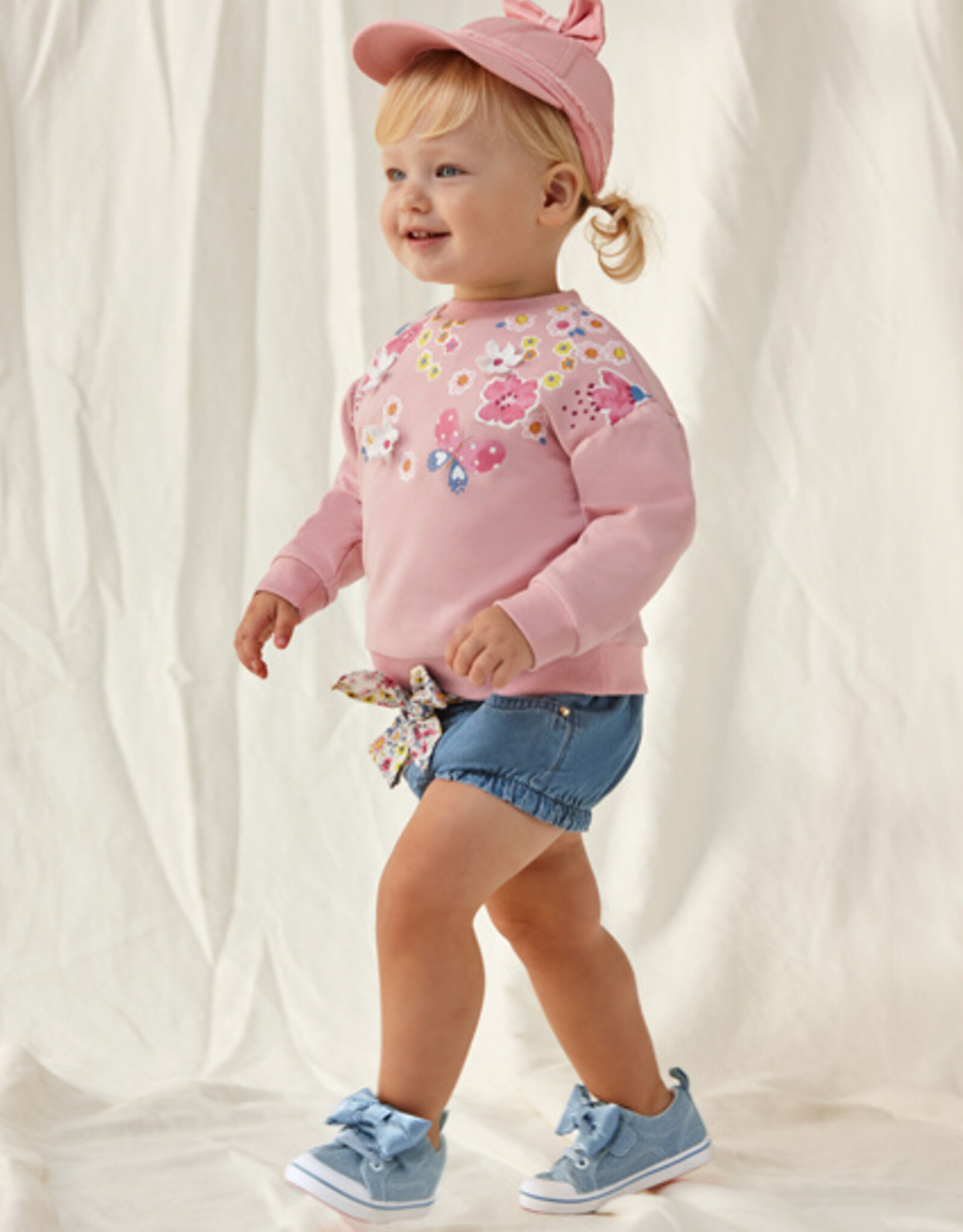 Mayoral Medium Wash Toddler Shorts w/Tie Belt