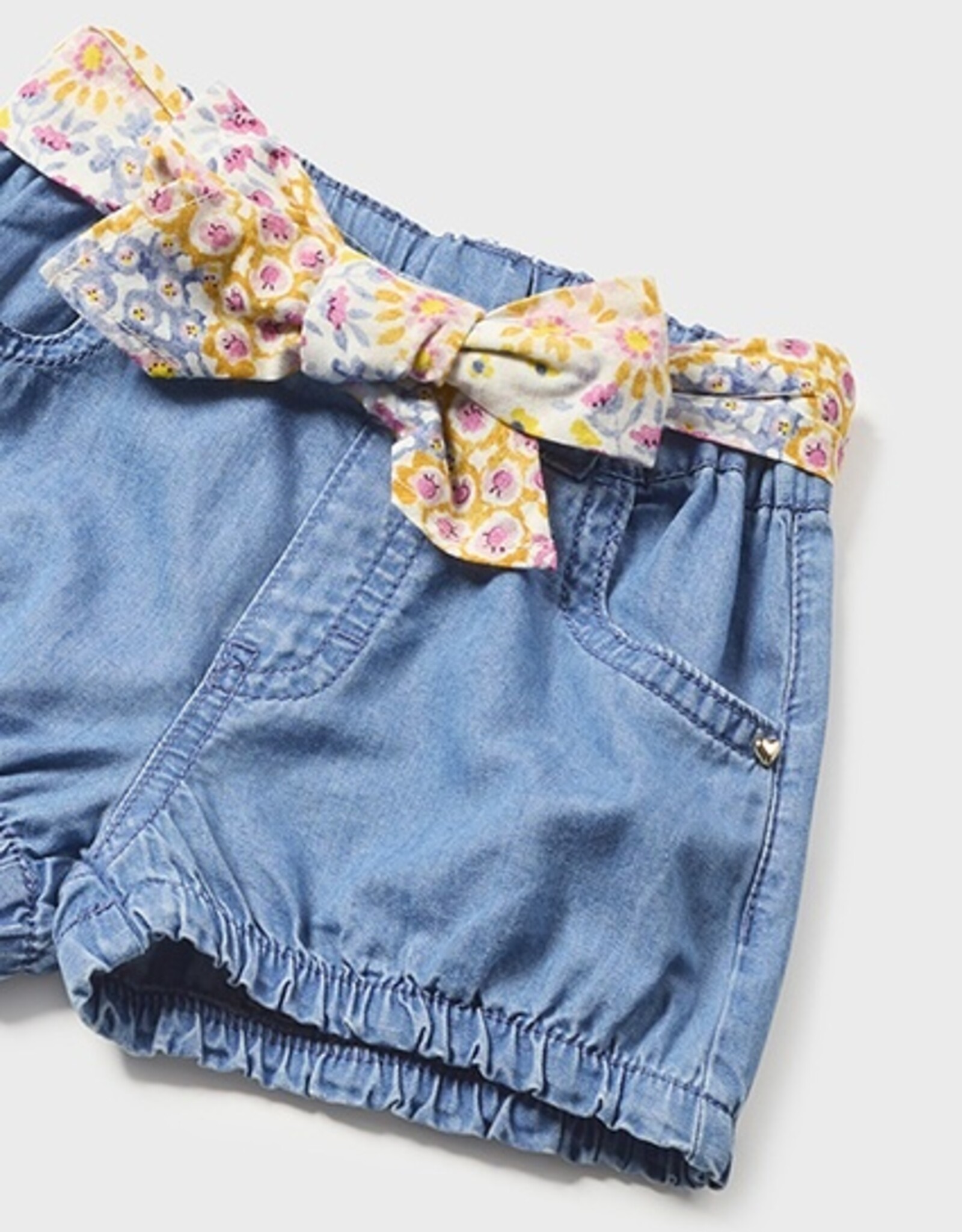 Mayoral Medium Wash Toddler Shorts w/Tie Belt