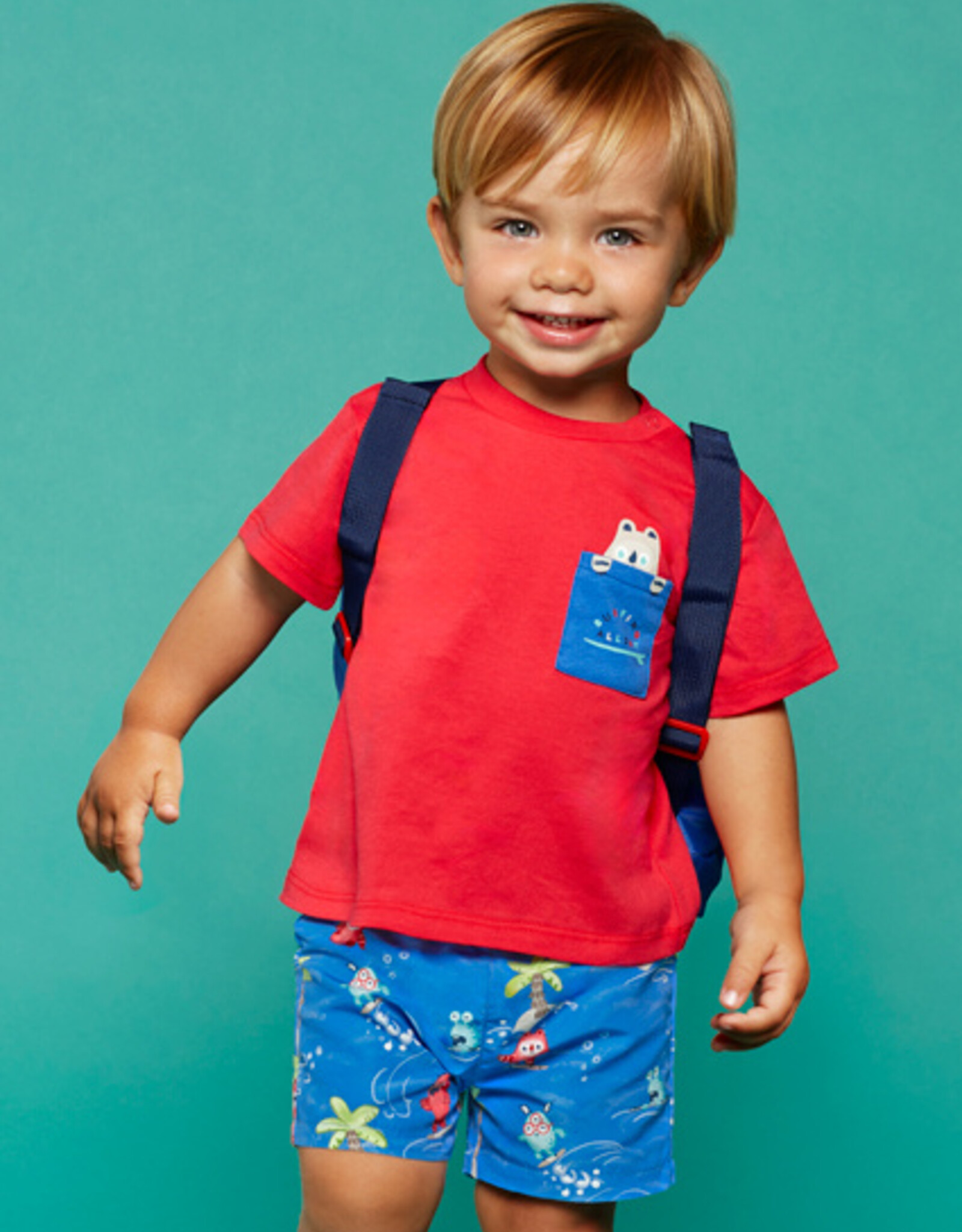 Mayoral Indigo Monsters Swimsuit t-shirt set