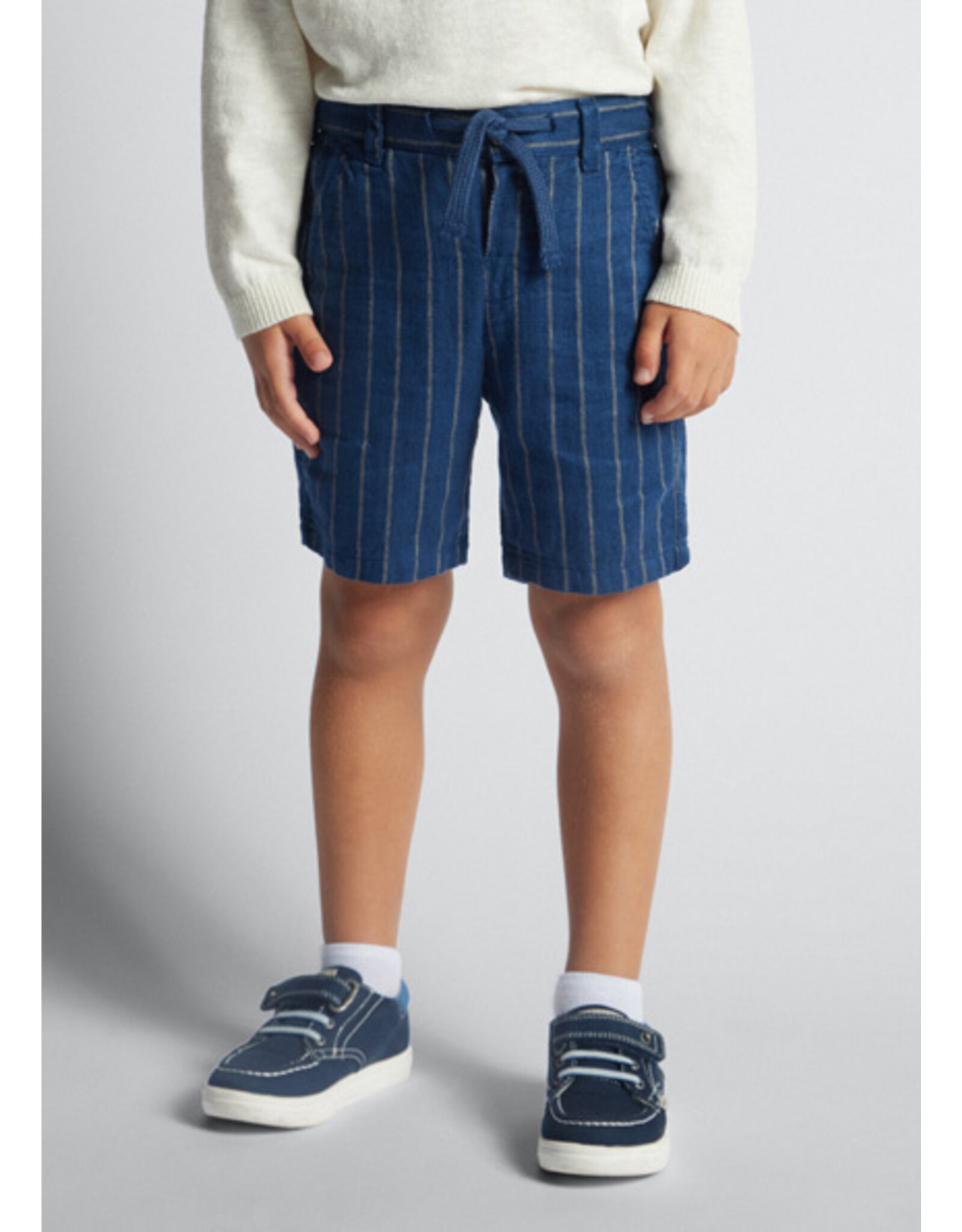 Mayoral Indigo Striped Linen Shorts