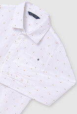 Mayoral Tween White Buttoned Long Shirt w/Pattern