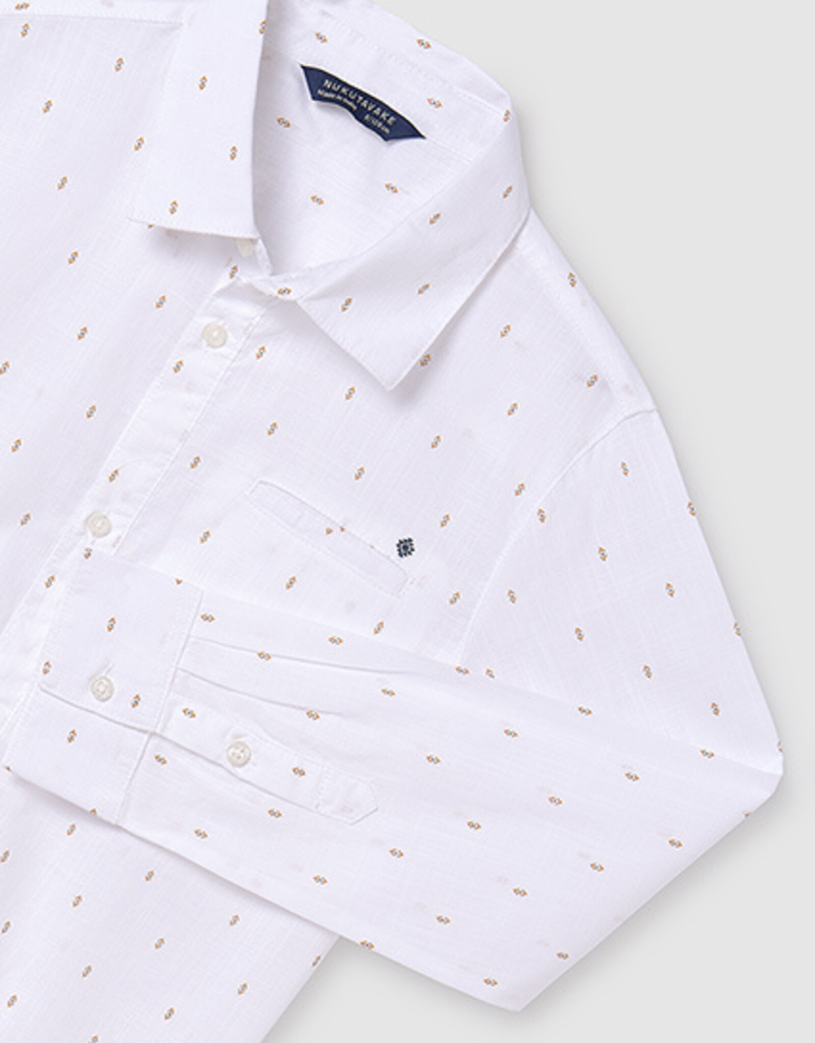 Mayoral Tween White Buttoned Long Shirt w/Pattern