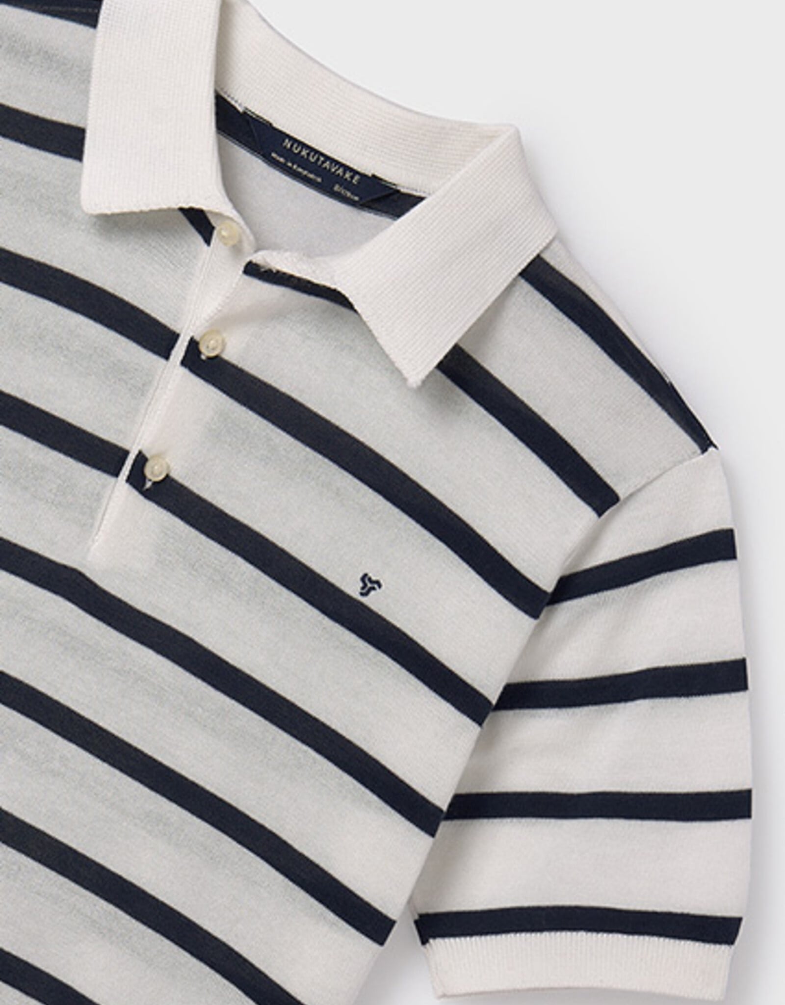 Mayoral Cream-Navy Stripe Polo