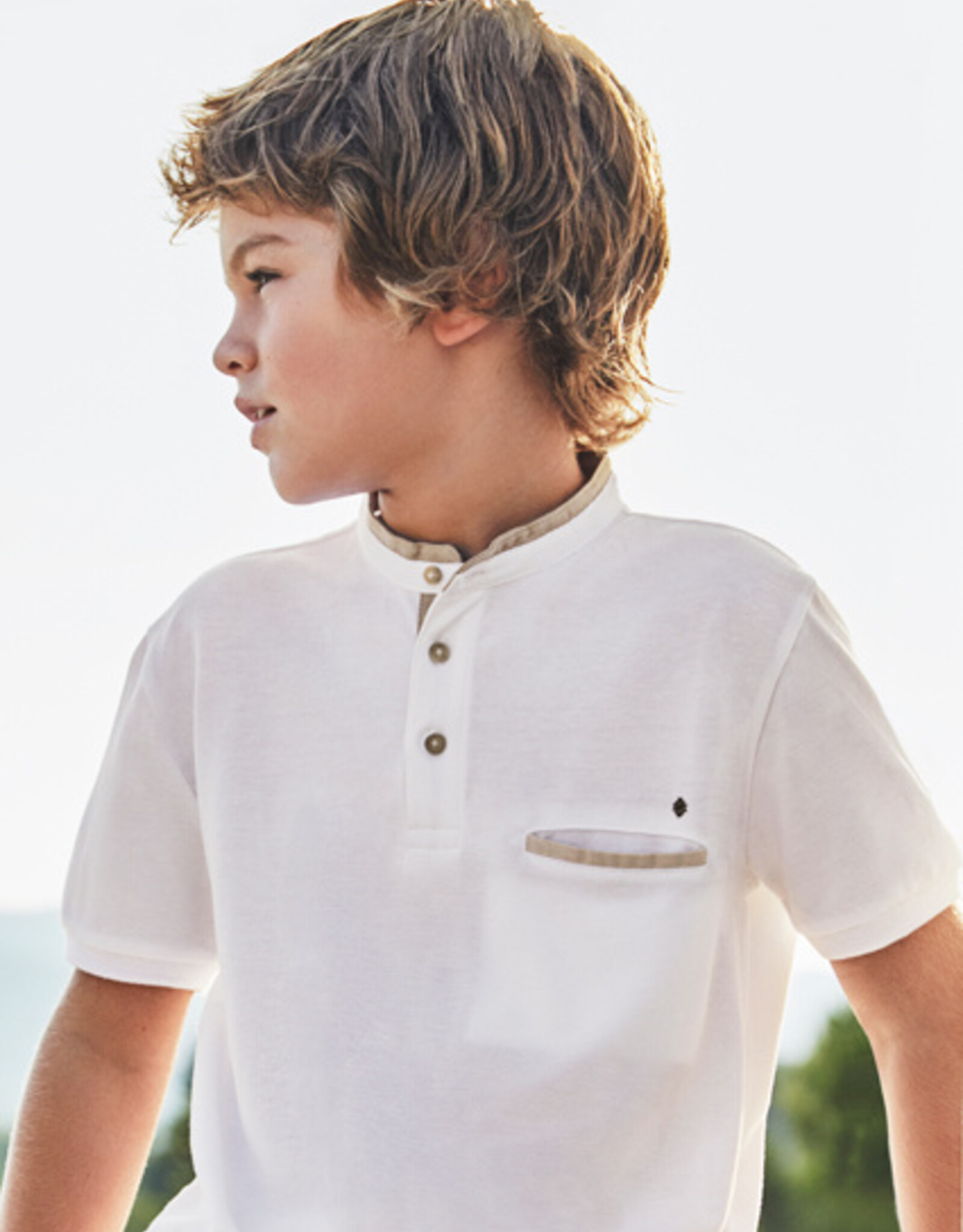 Mayoral White Button Polo T-Shirt