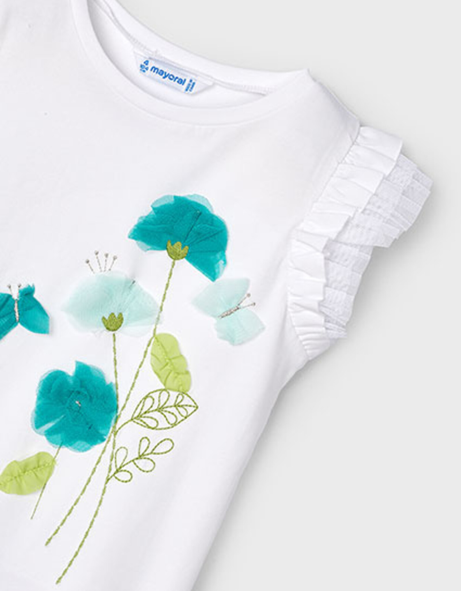 Mayoral Whie Turquoise Flower T-Shirt