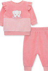 Little Me Lil' Pink Velour 2pc Outfit