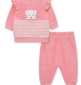 Little Me Lil' Pink Velour 2pc Outfit