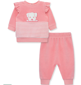 Little Me Lil' Pink Velour 2pc Outfit
