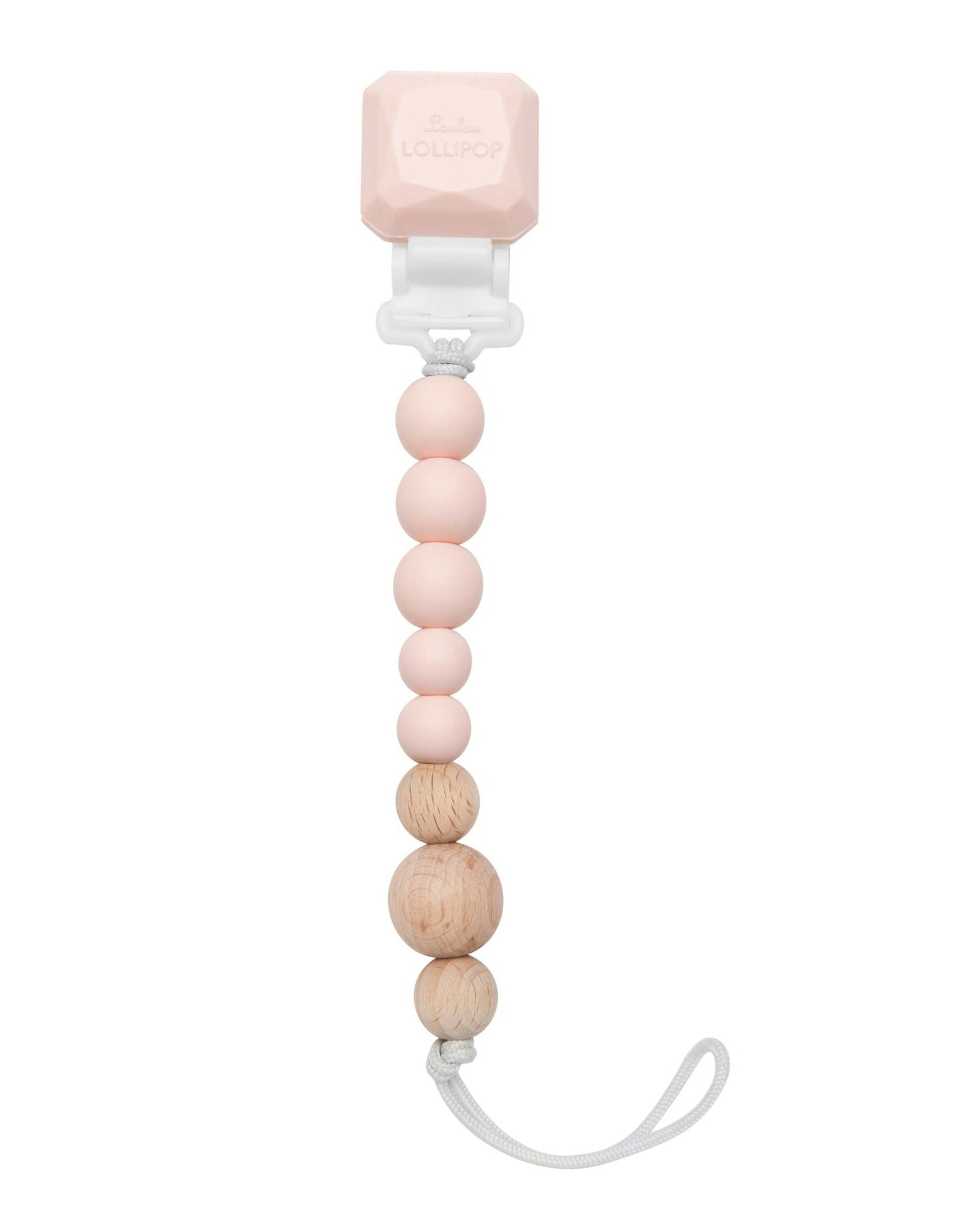 Loulou Lollipop Colour Pop Silicone & Wood Pacifier Clip - Pink Quartz