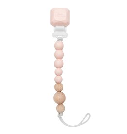Loulou Lollipop Colour Pop Silicone & Wood Pacifier Clip - Pink Quartz