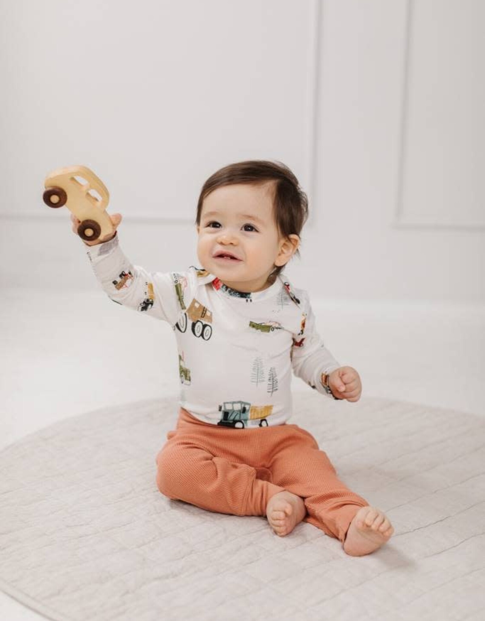 Loulou Lollipop Happy Trucks Long Sleeve Bodysuit