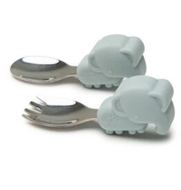 Loulou Lollipop Born to be Wild Learning Spoon/Fork Set - Elephant