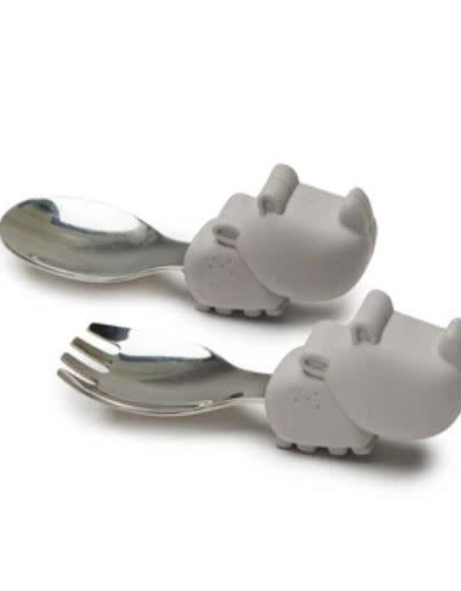 Loulou Lollipop Born to be Wild Learning Spoon/Fork Set - Rhino