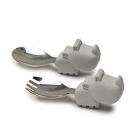 Loulou Lollipop Born to be Wild Learning Spoon/Fork Set - Rhino