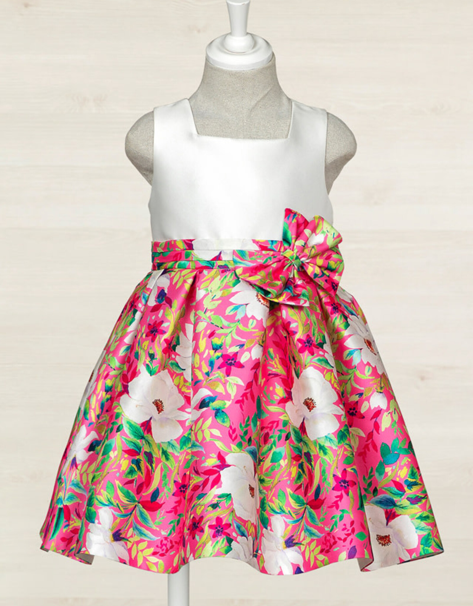 Abel & Lula Strawberry Mikado White Top Dress