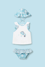 Mayoral Capri blue Girls Bathsuit set with hat