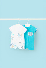 Mayoral Capri Blue Fishy Set of 2 Short Rompers