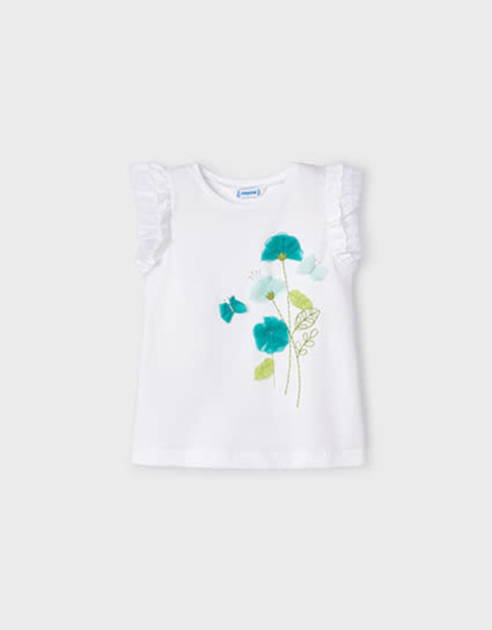 Mayoral Whie Turquoise Flower T-Shirt