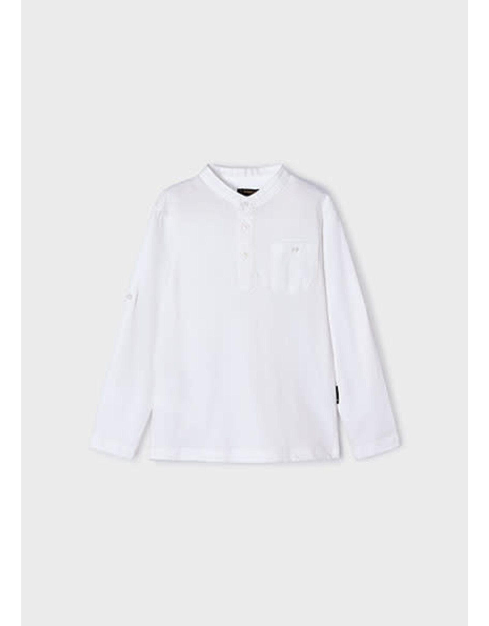 Mayoral White Mao-Collar Polo Shirt
