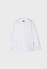 Mayoral White Mao-Collar Polo Shirt