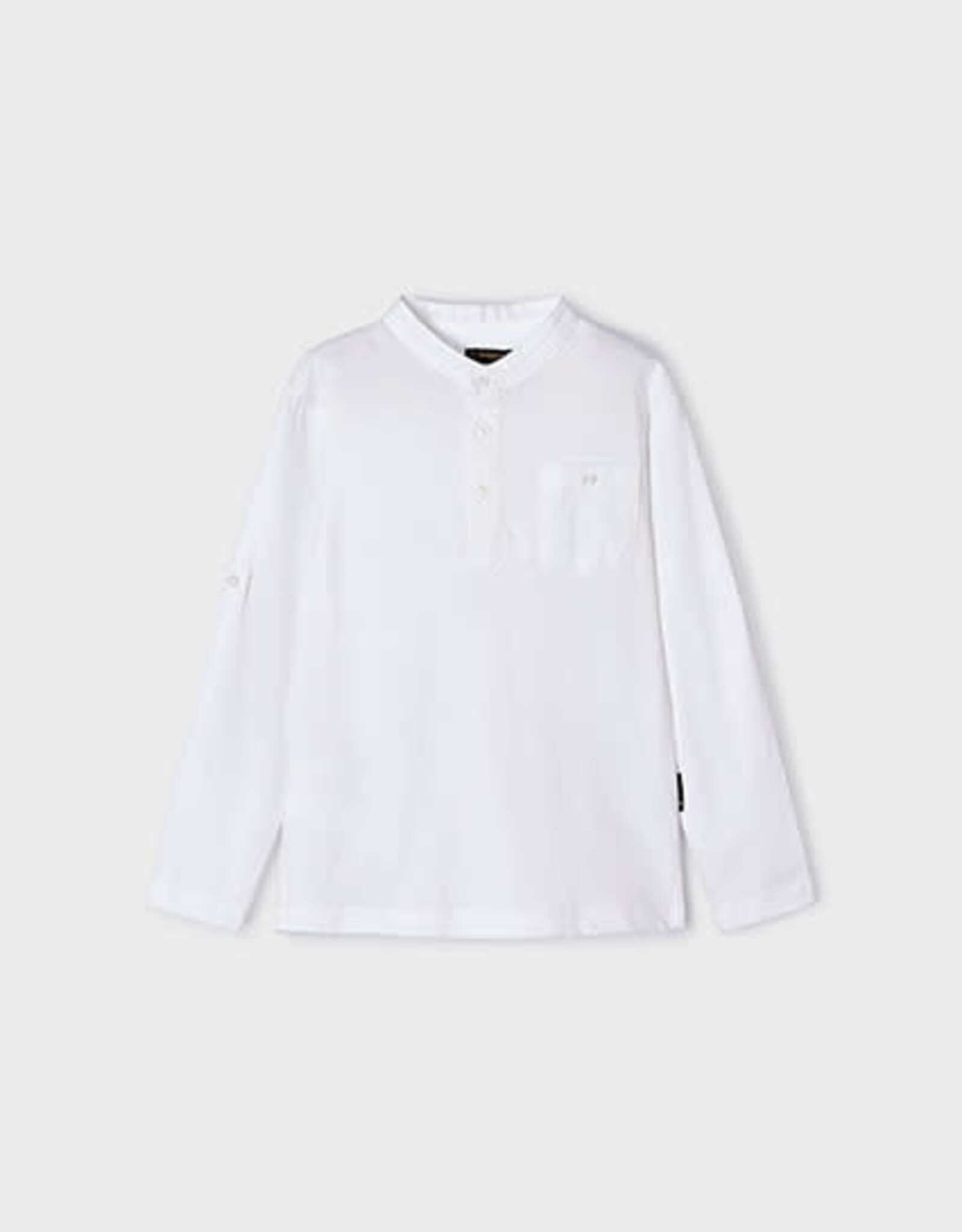 Mayoral White Mao-Collar Polo Shirt