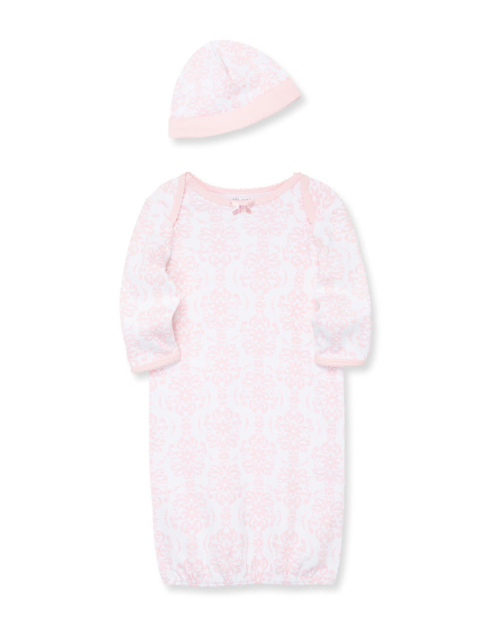 Little Me Damask Scroll Sleeper Gown And Hat