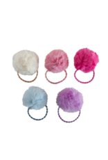 Bows Arts Faux Fur Pom Pom Hair Tie Elastic