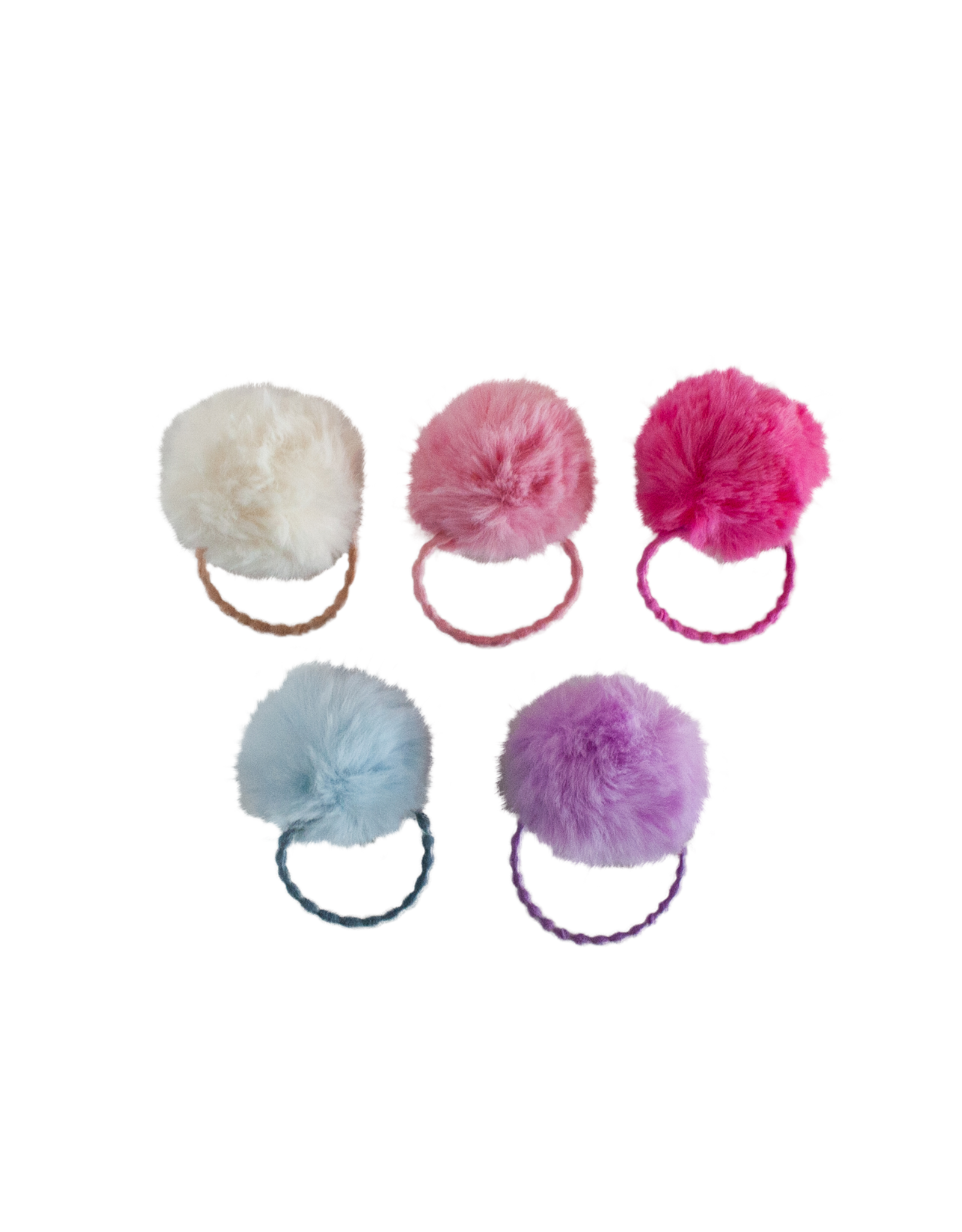 Bows Arts Faux Fur Pom Pom Hair Tie Elastic
