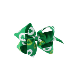 Bows Arts Big Green Circle Shamrock Print Bow