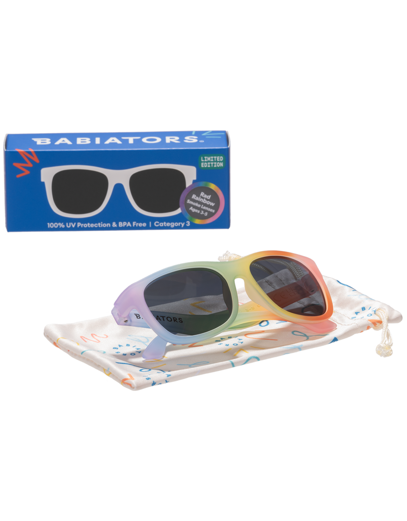 Babiators Original Navigator: Rad Rainbow with Smoke Lenses
