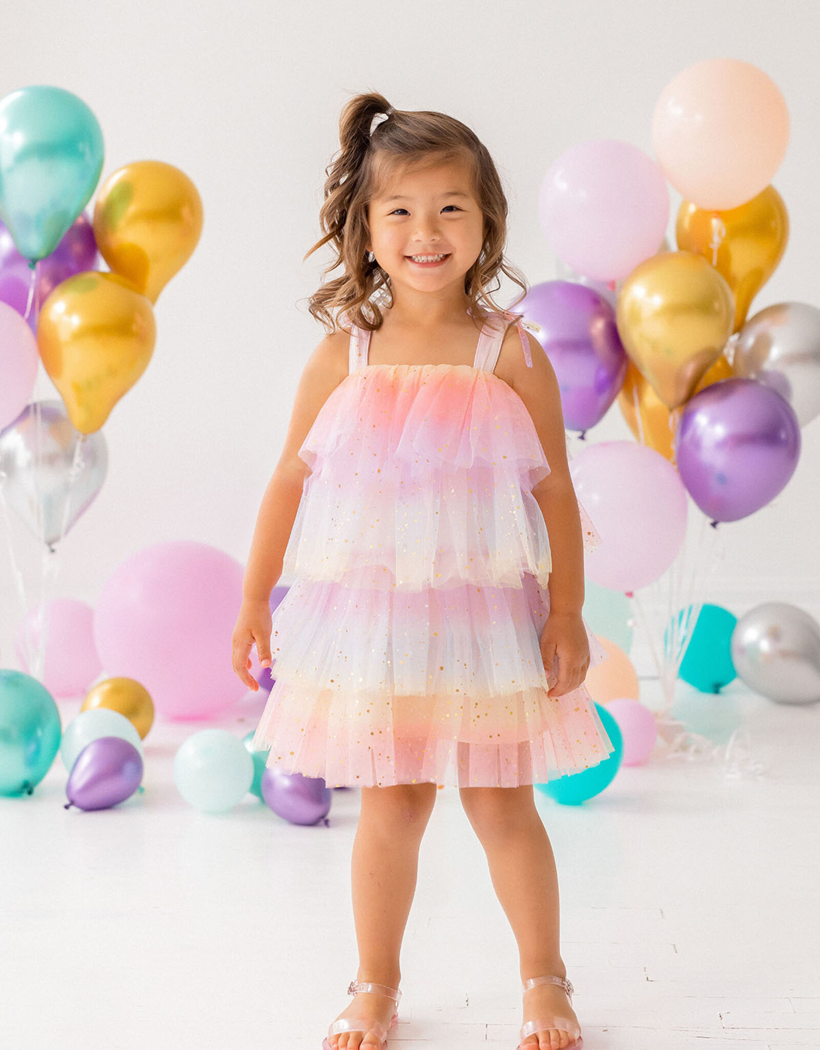 Isobella & Chloe Rainbow Delight Tiered Ruffles Dress