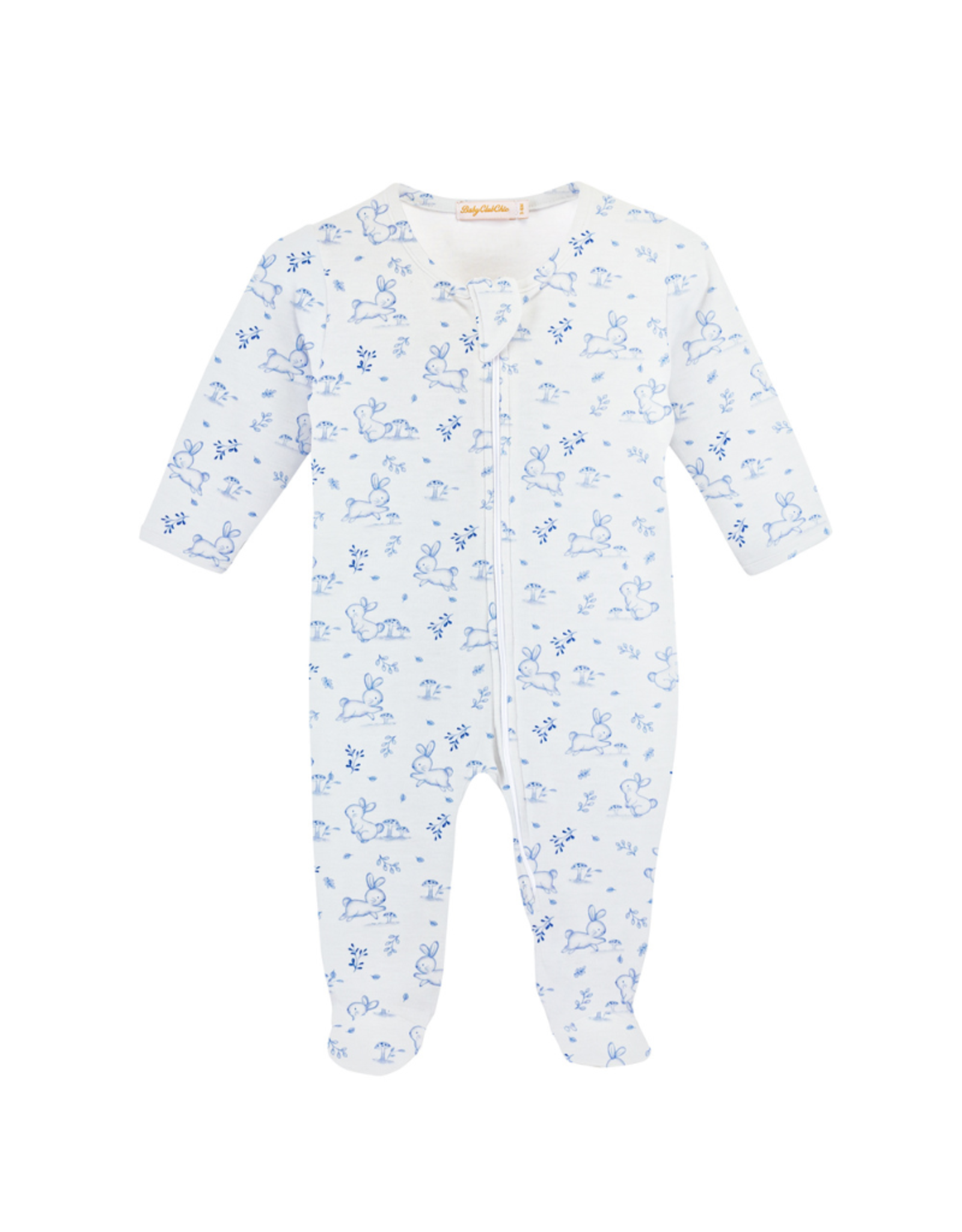 Baby Club Chic Blue Baby Bunnies Zipped Footie