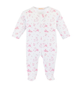 Baby Club Chic Pink Baby Bunnies Zipped Footie