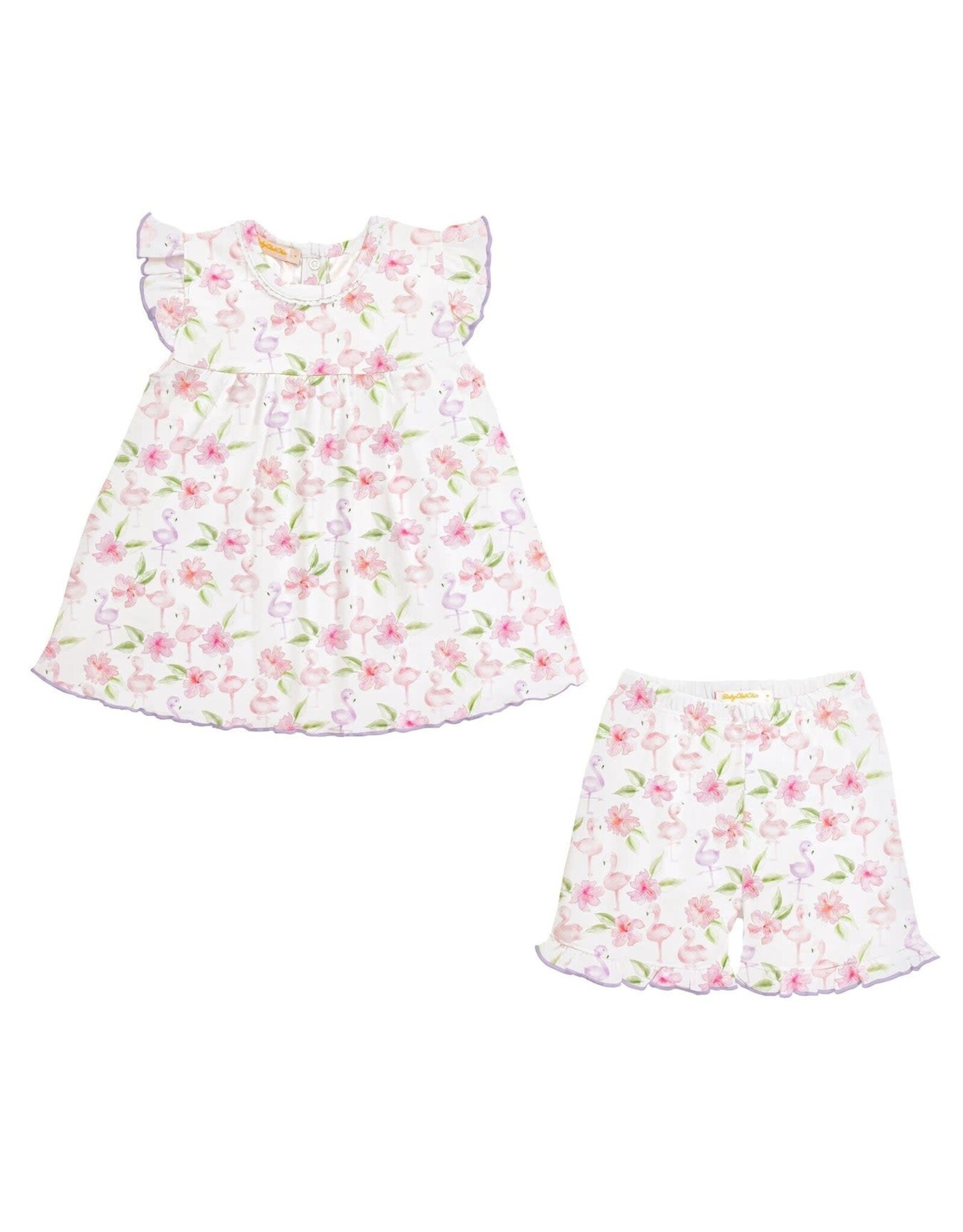Baby Club Chic Flamingos Blouse and Short Set