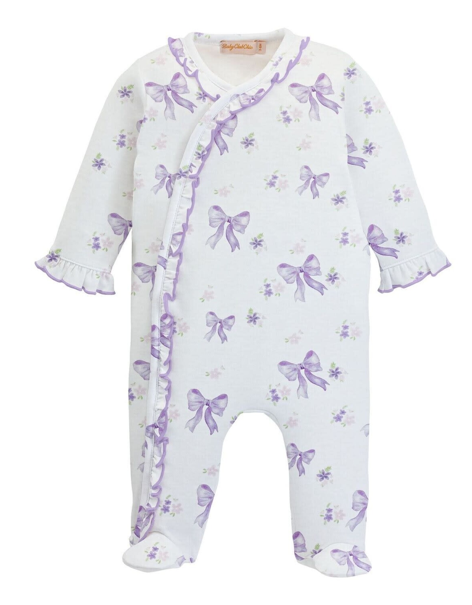Baby Club Chic Lavender Bows Footie with Ruffle