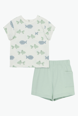 Little Me Little Fish Print Organic Cotton Shirt & Shorts Set