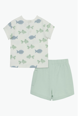 Little Me Little Fish Print Organic Cotton Shirt & Shorts Set