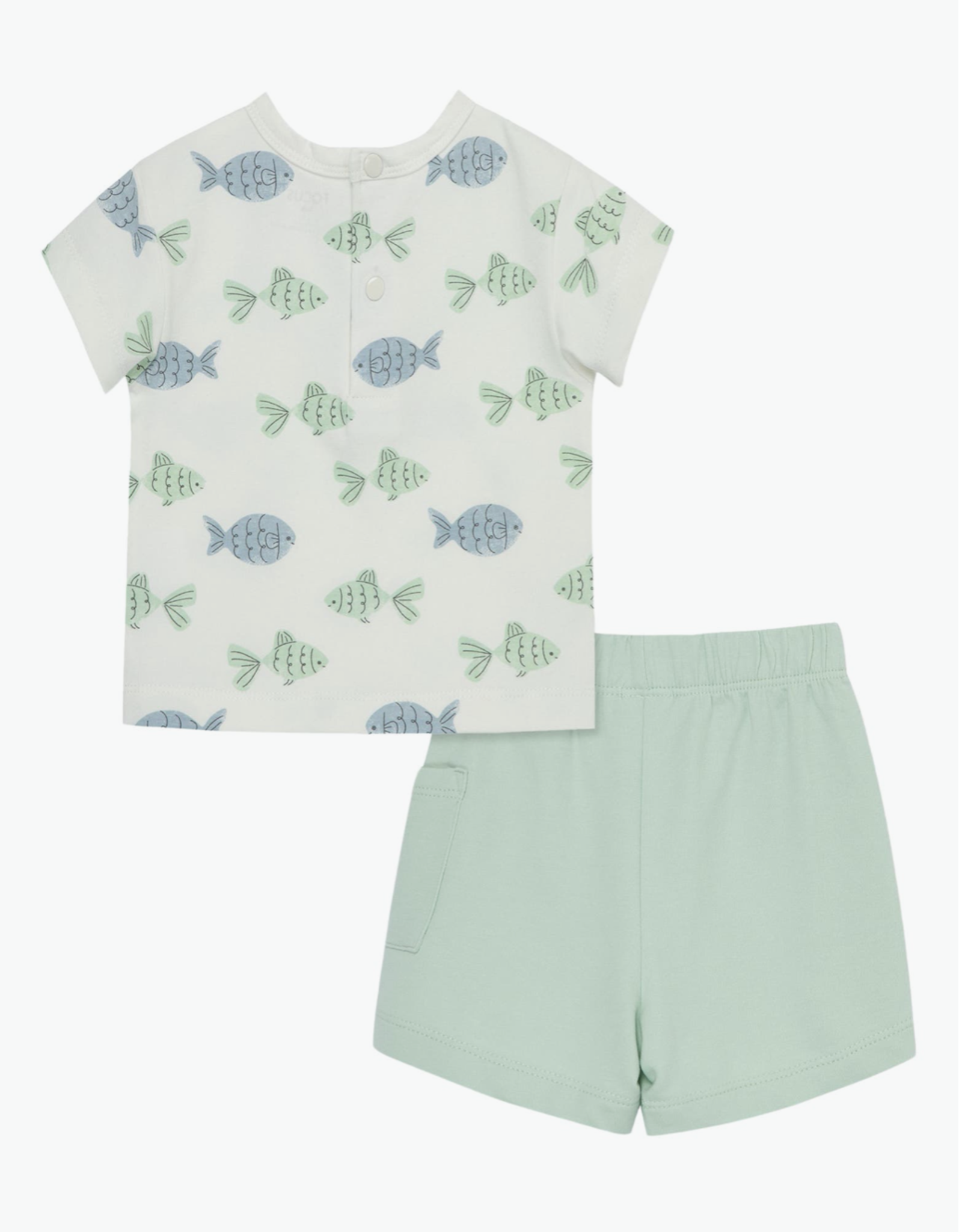 Little Me Little Fish Print Organic Cotton Shirt & Shorts Set