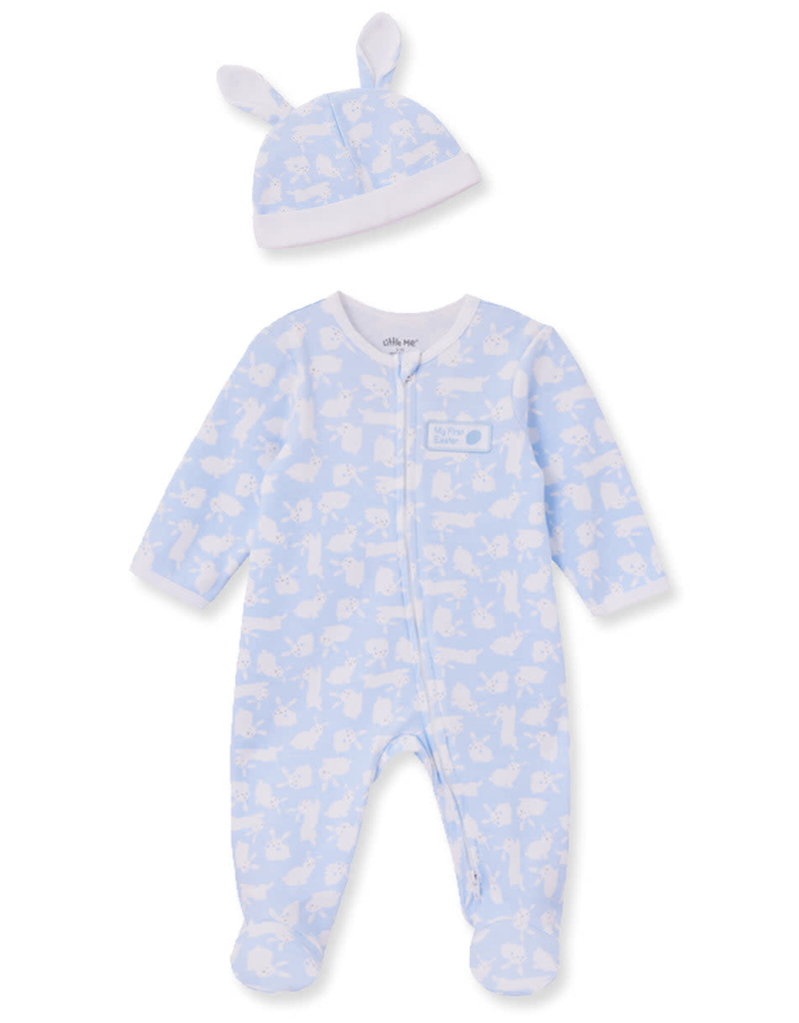 Little Me My First Easter Bunny Blue Footed One-Piece & Hat
