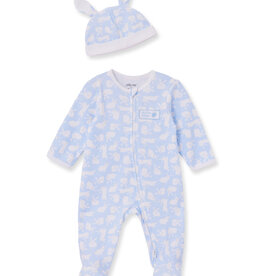 Little Me My First Easter Bunny Blue Footed One-Piece & Hat