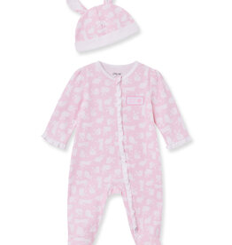 Little Me My First Easter Bunny Pink Footed One-Piece & Hat