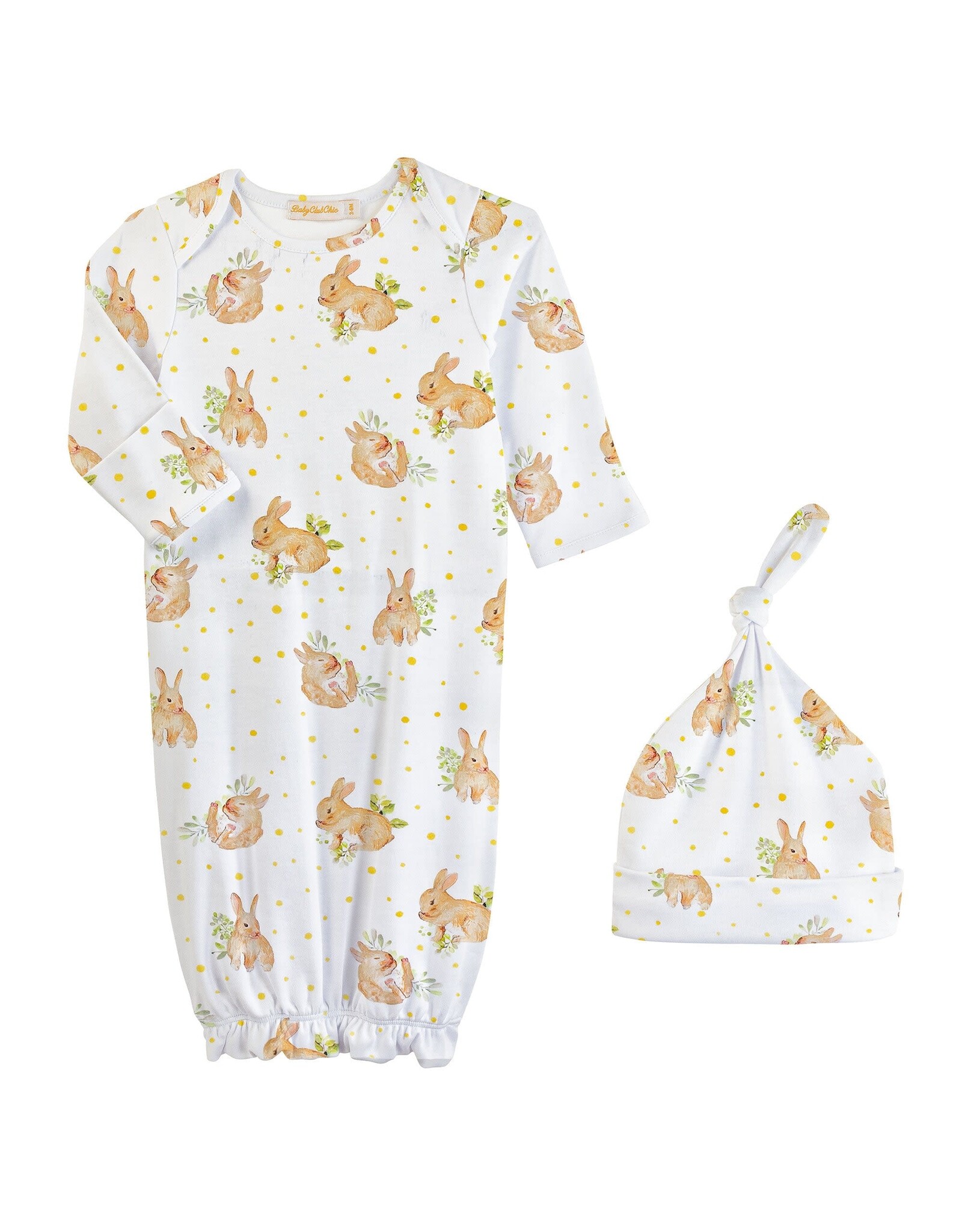 Baby Club Chic Adorable Bunnies Gown & Hat Set